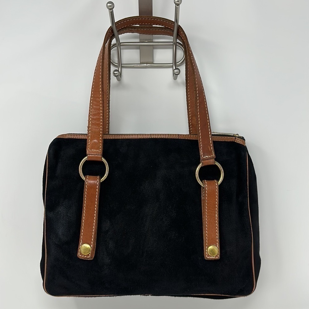 Ronay Black Suede Vintage Satchel Purse - Picture 2 of 11